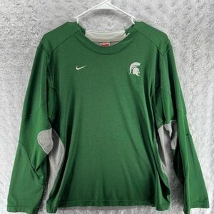 Michigan State Spartans Shirt Adult Medium  Green Swoosh Football Athletic Cut